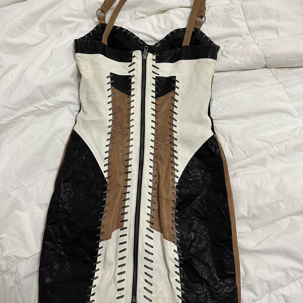 AllSaints leather patchwork dress